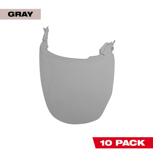 10pk Gray Face Shield Replacement Lenses No-brim Helmet Only Mount