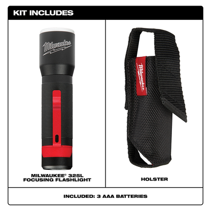 LED Flashlight 325-Lumen Focusing With Holster