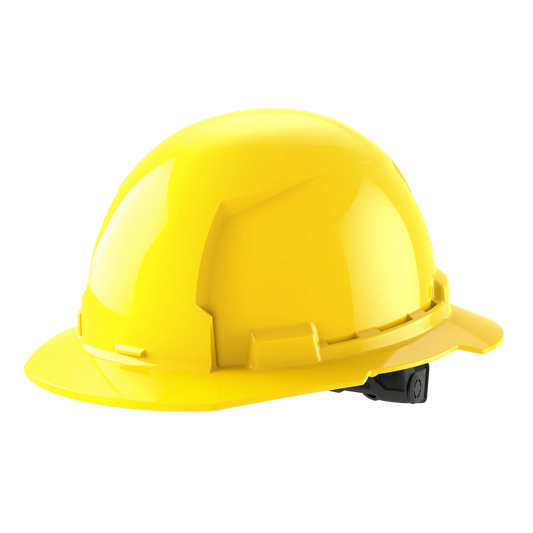 Bolt™ Full Brim Hard Hat White/6pt Ratcheting Suspension - Type 1, Class e, Yellow