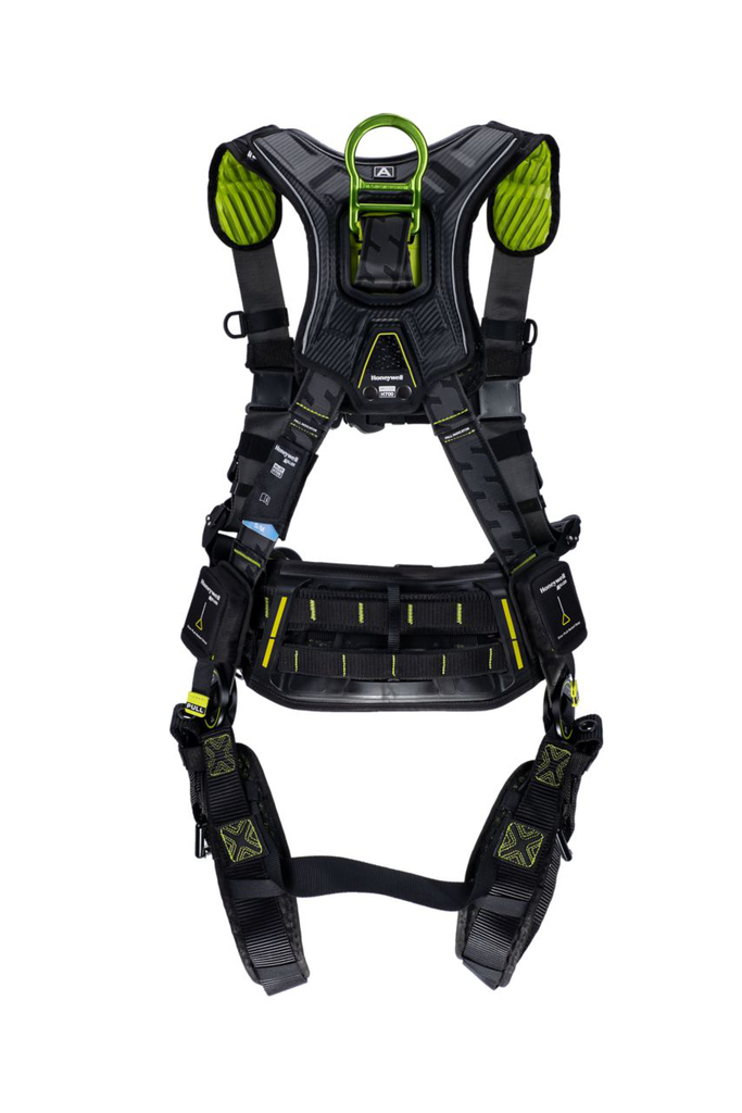 Miller H700 CC1 ALUM 2 pt Full Body Harness w/waist pad w/tongue buckle legs QC chest buckle w/front & Side D-rings size UNIV