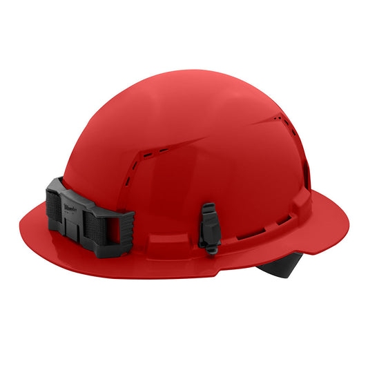 Red Full Brim Vented Hard Hat White/4pt Ratcheting Suspension - Type 1, Class c, 5/PK