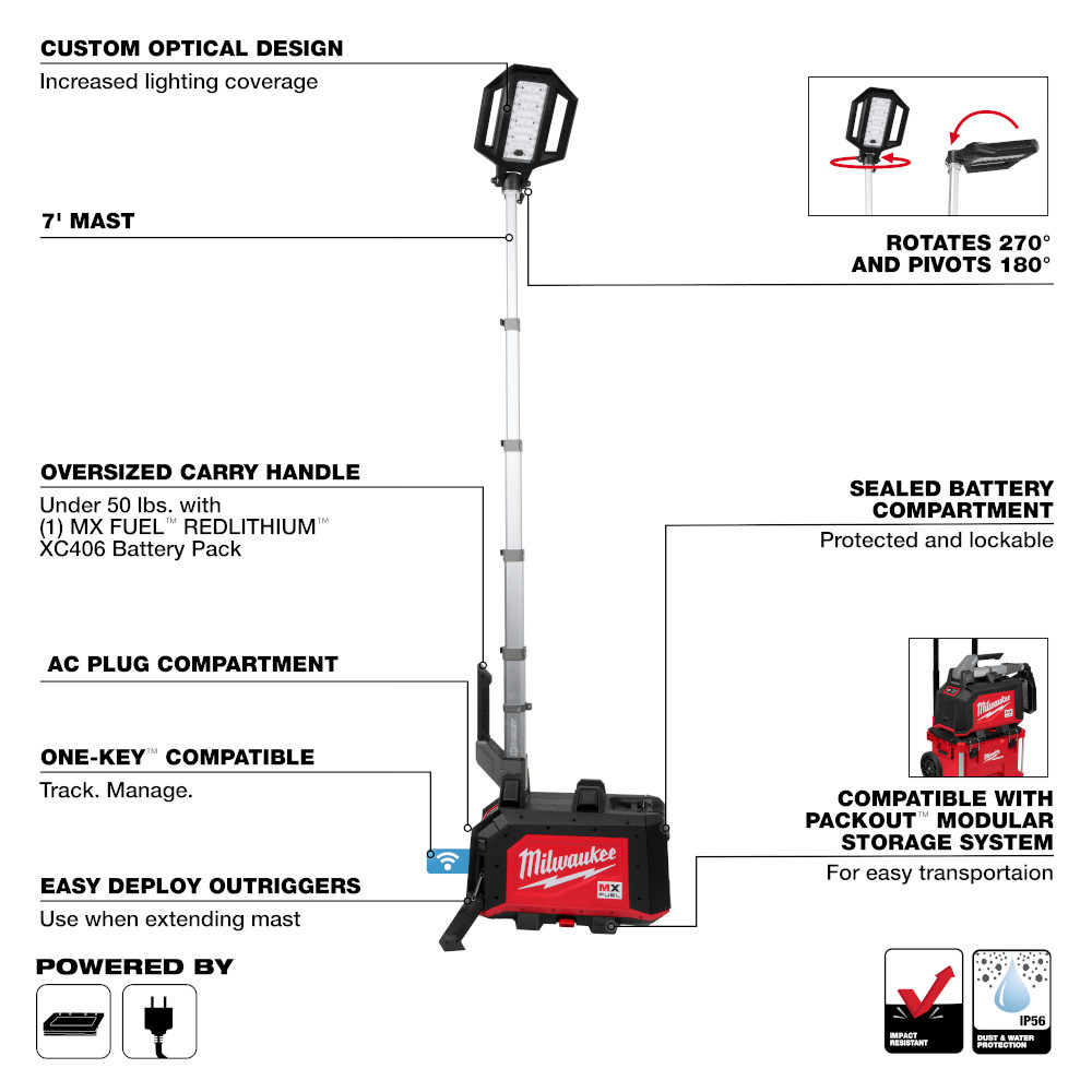 MX FUEL™ ROCKET™ Dual Power Compact Tower Light