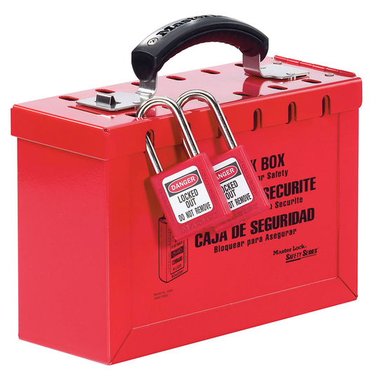 Master Lock® Latch Tight™ Group Lock Box Portable Red 498A