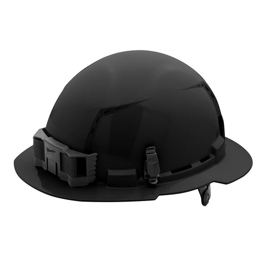 Black Full Brim Vented Hard Hat White/6pt Ratcheting Suspension - Type 1, Class c, 5/PK