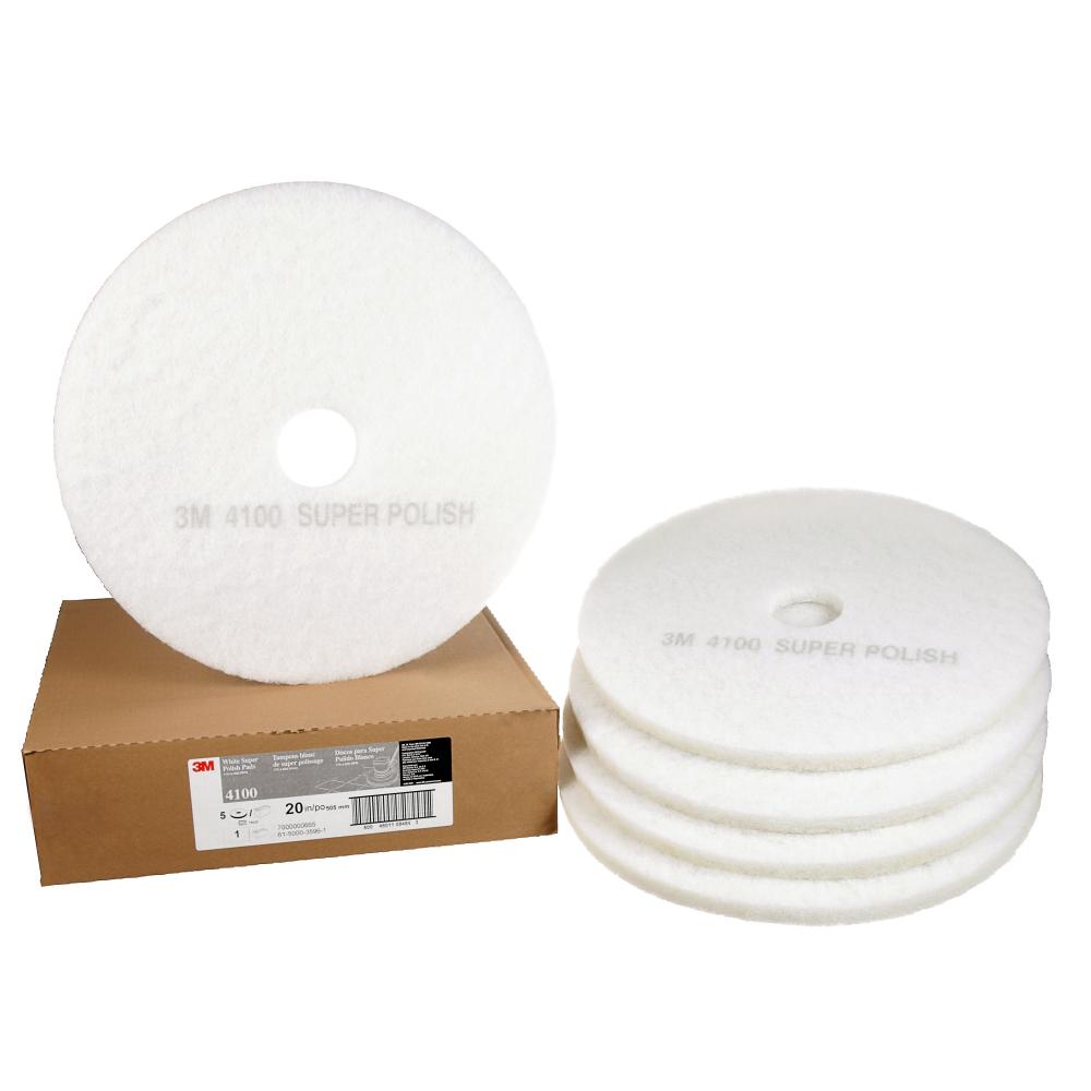 Tampon de polissage blanc Super Polish 3M™, 4100, 508 mm (20 po), 5/cs