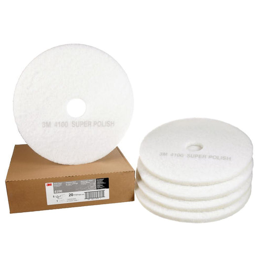 Tampon de polissage blanc Super Polish 3M™, 4100, 508 mm (20 po), 5/cs