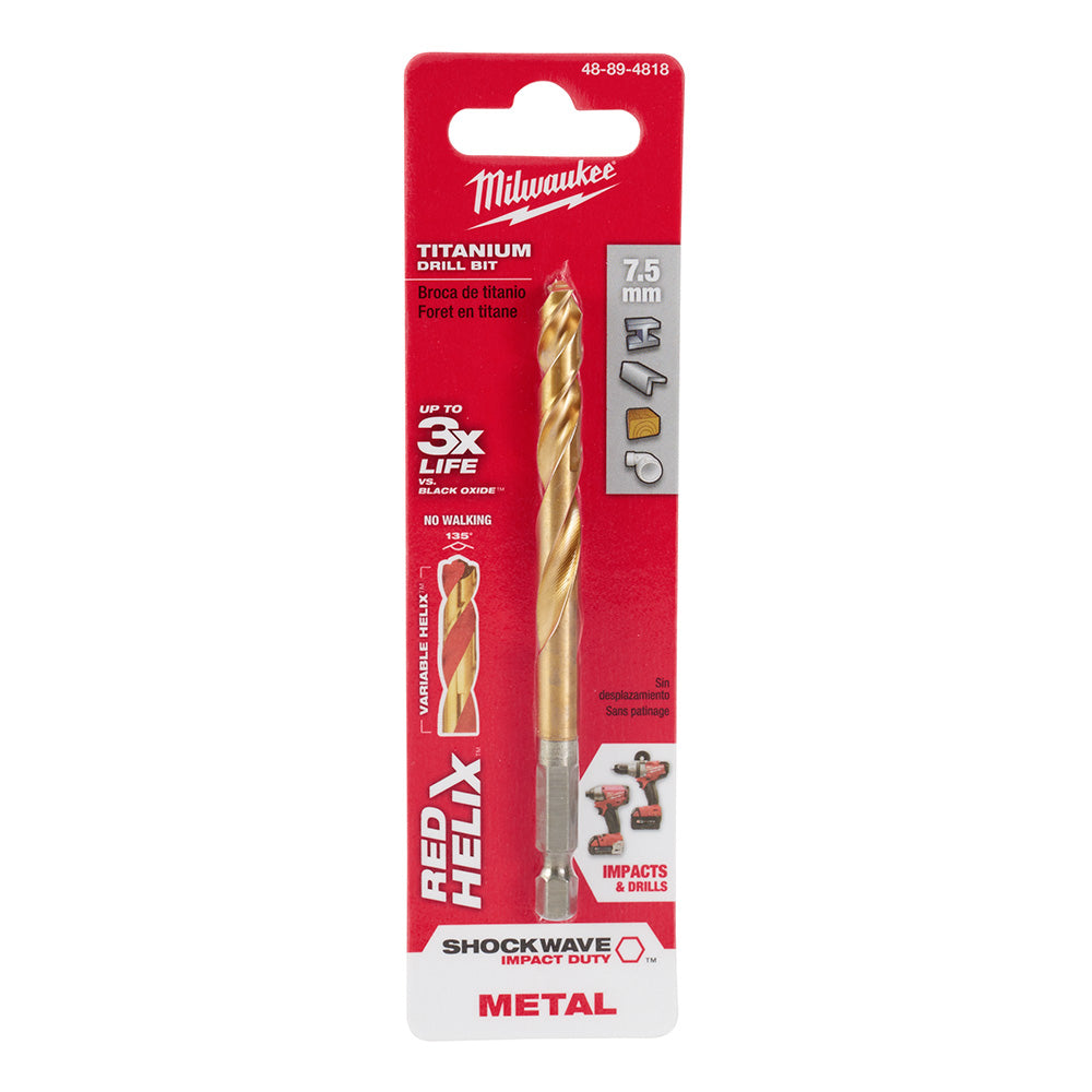 Shockwave™ Red Helix™ Titanium 7.5mm Metric Drill Bit