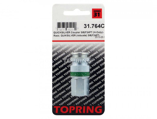Ultraflo 7.8 mm Steel Quick Coupler 3/8 (F) NPT, Quiksilver Model Product #:31.764C