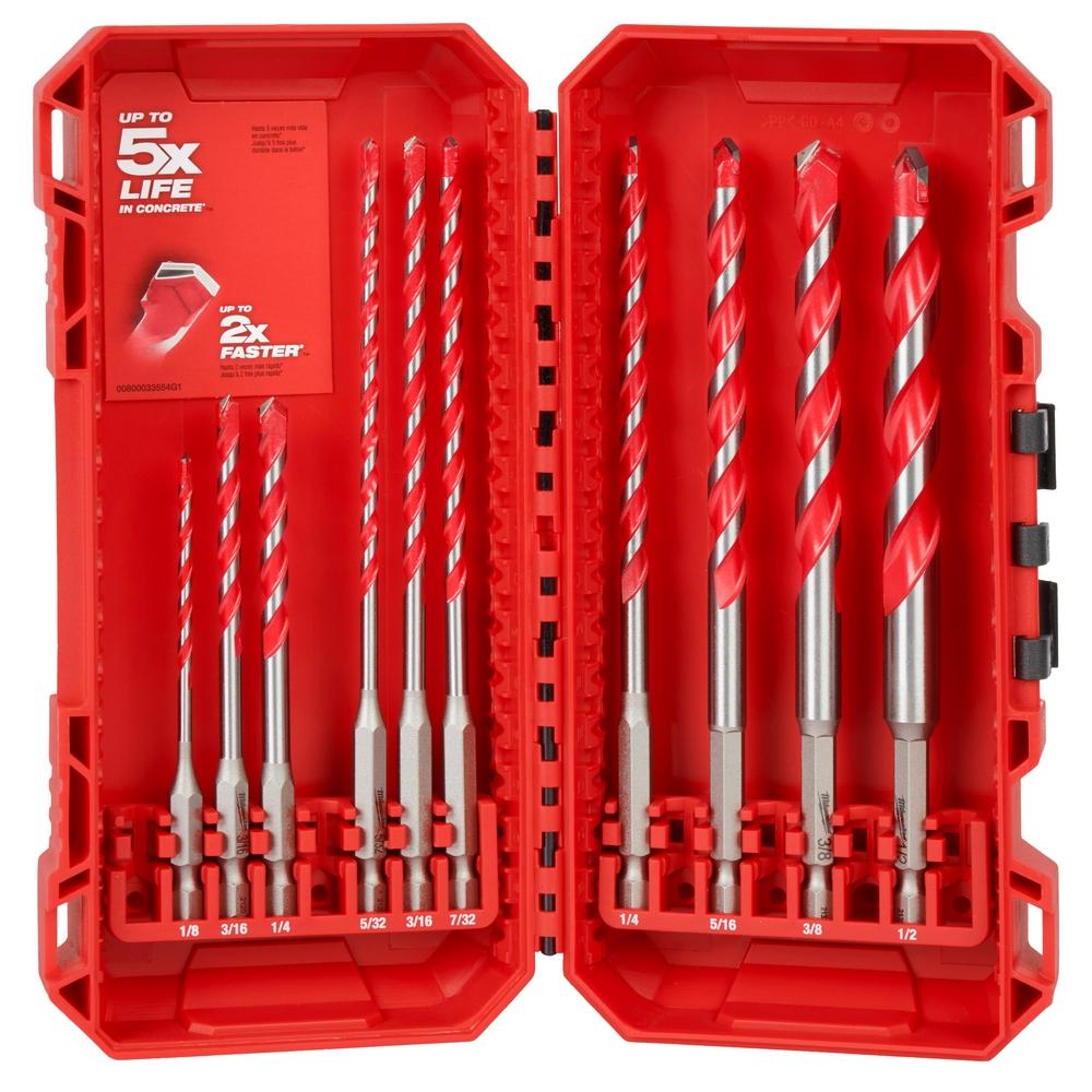 Kit de forets pour marteau perforateur en carbure SHOCKWAVE Impact Duty - 10 pièces