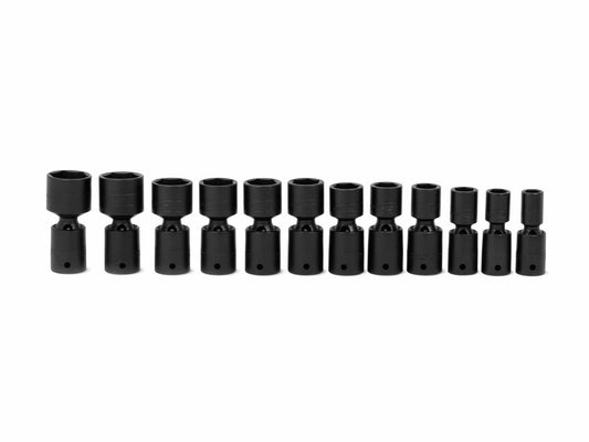 12 pc 1/2" Drive 6-Point SAE Flank Drive® Shallow Impact Swivel Socket Set (1/2-1-3/16")