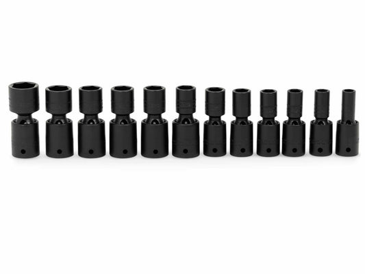 12 pc 1/2" Drive 6-Point Metric Flank Drive® Shallow Impact Swivel Socket Set (10-21 and 24 mm)
