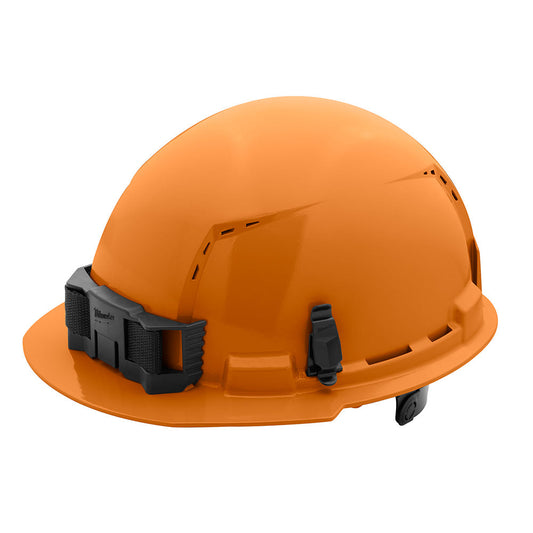 Orange Front Brim Vented Hard Hat White/6pt Ratcheting Suspension - Type 1, Class c, 5/PK