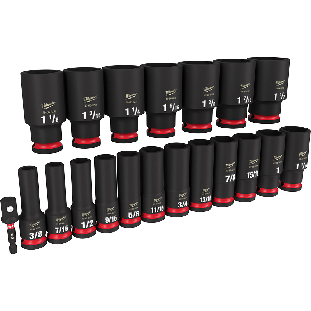 19PC SHOCKWAVE™ Impact Duty 1/2" Drive SAE Deep 6 Point Socket Set