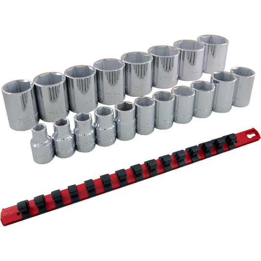 Socket Set - 1/2" Drive, 6 Point, 19 Pieces
