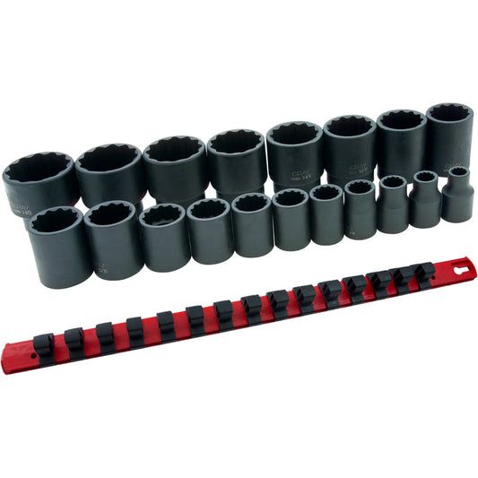 Socket Set 1/2" Drive - 12-Point Impact, 19 Pieces