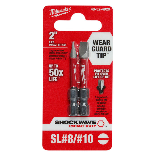 Shockwave™ Impact Duty 2 In Slotted #8/#10 Power Bit , 2/pk