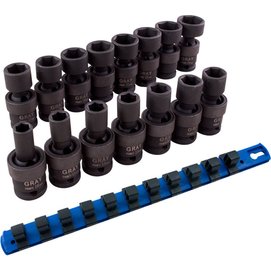 U-Joint Set - 1/2" Drive, Impact, 15 Pieces, Metric