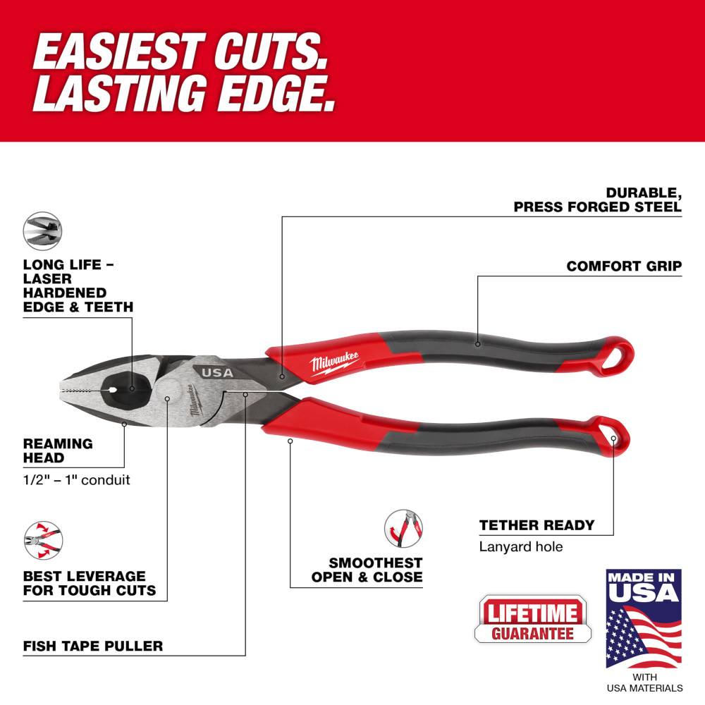 9" Lineman's Comfort Grip Pliers