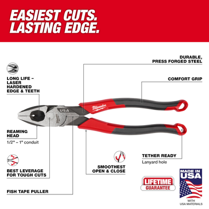 9" Lineman's Comfort Grip Pliers