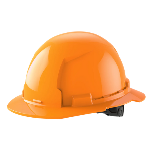 Bolt™ Full Brim Hard Hat White/6pt Ratcheting Suspension - Type 1, Class e, Orange