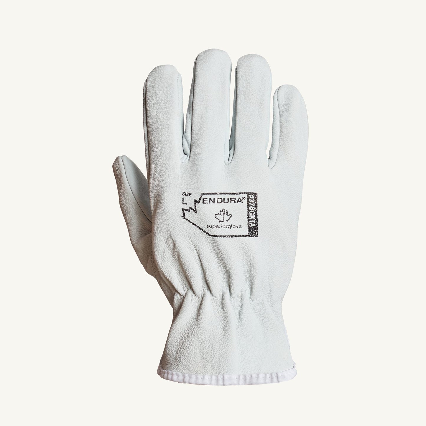 Goatskin Driver Glove W/Keystone Thumb White SZ: L, 12pai/DZ