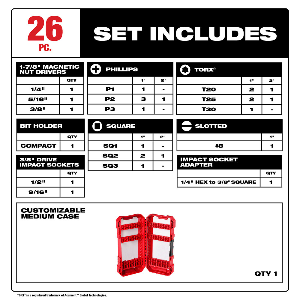 26PC SHOCKWAVE™ Impact Duty Drive and Fasten Set
