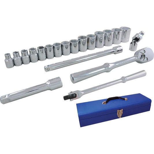 Socket Set - Complete, 1/2" Drive, 6 Point, 20 Pieces