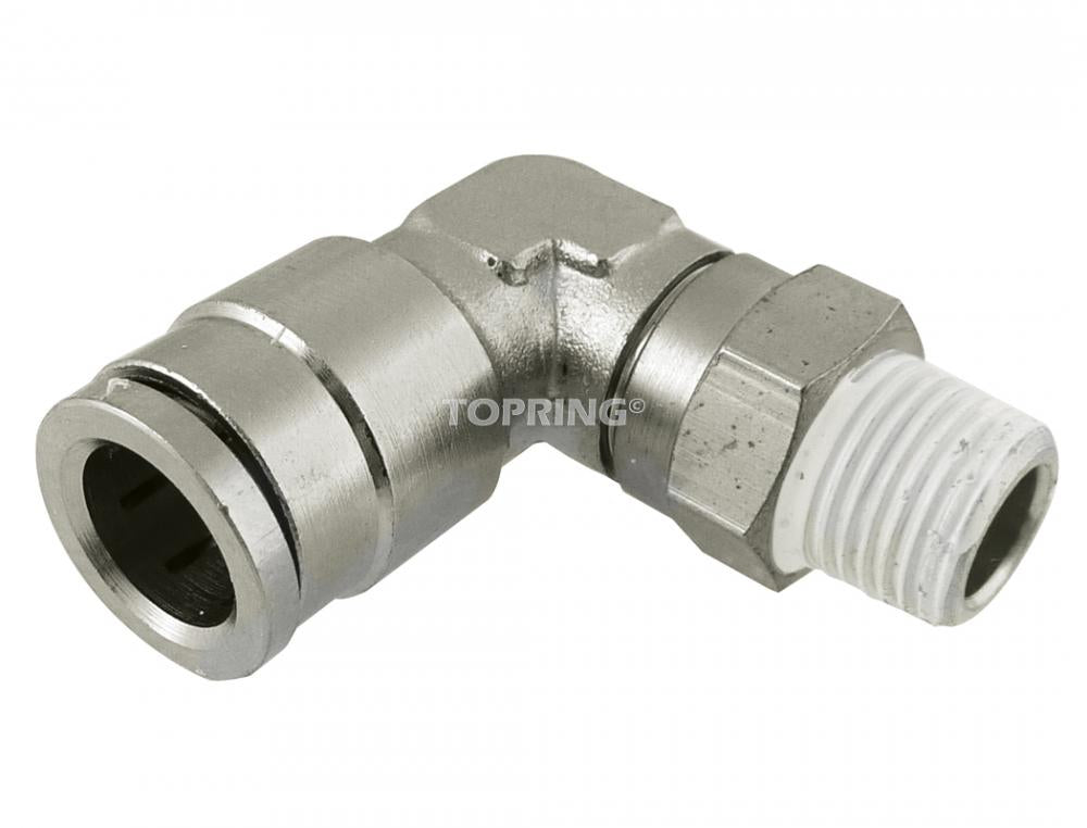 Adaptateur coudé push-to-connect 6 mm à 1/4 (M) BSPT, modèle Topfit