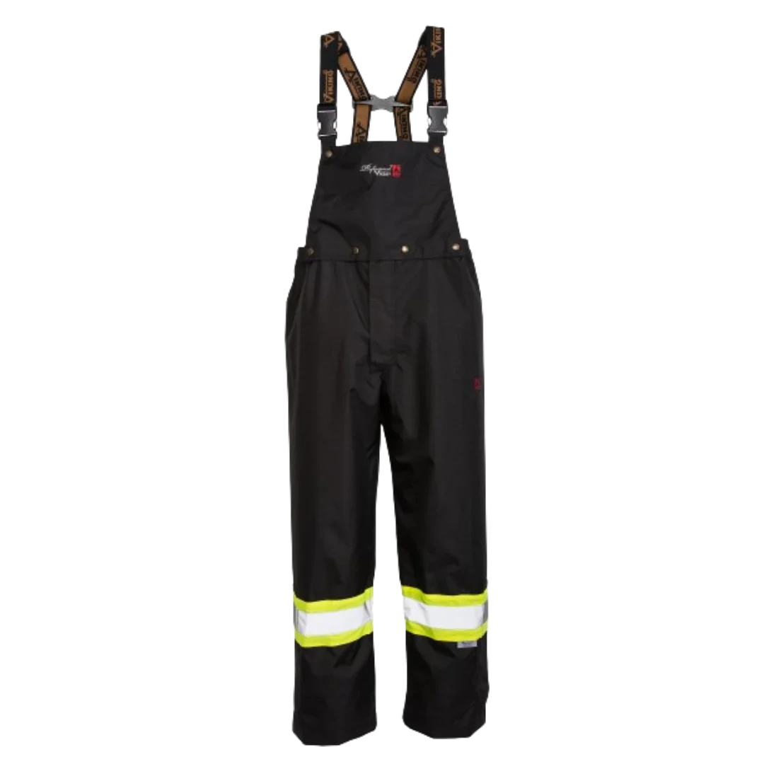 Pantalon à bretelles Viking Professional® Journeyman 300D Trilobal Rip-stop résistant aux flammes, noir, polyester traité ignifuge, M