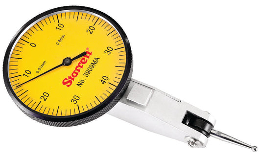 Indicateur de test à cadran avec queue d'aronde 0,8 mm Plage 0-40-0 Cadran 1-9/16" Graduations 0,01 mm Avec étui à accessoires
