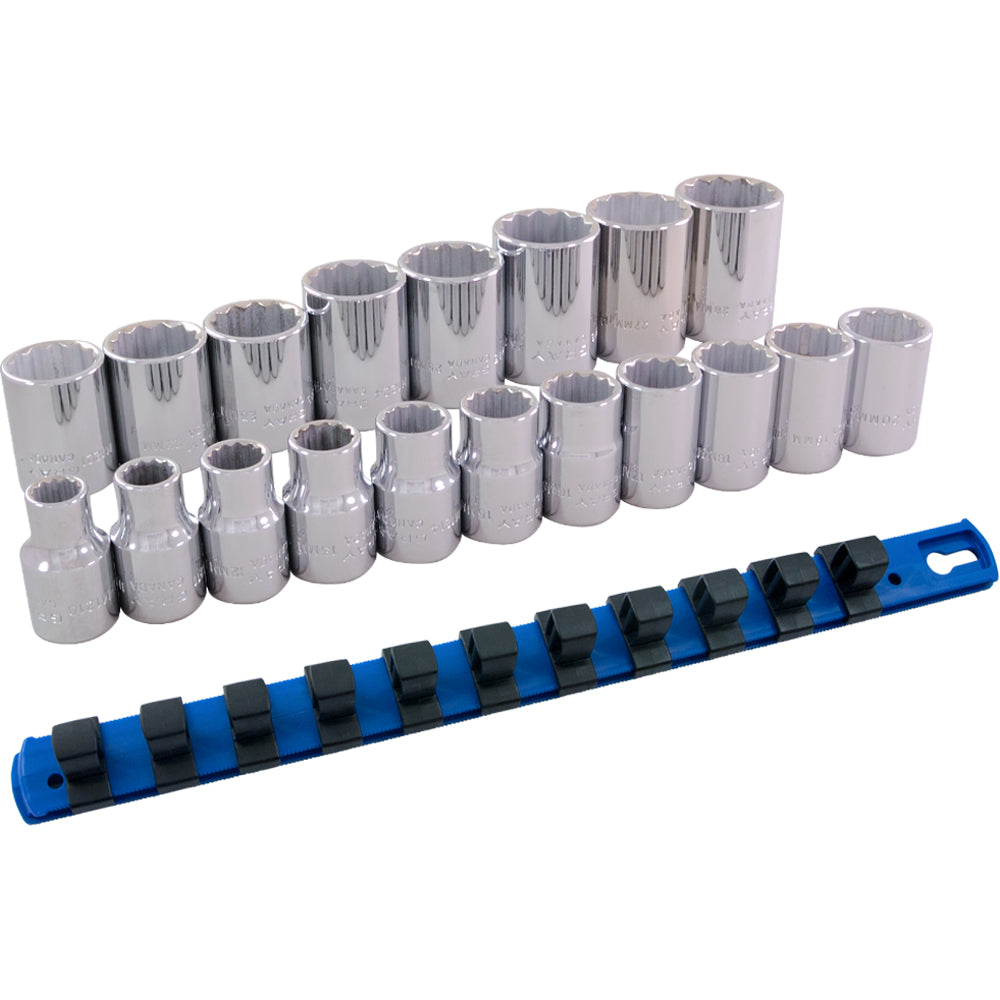 Socket Set - Metric, 1/2" Drive, 12 Point, 19 Pieces