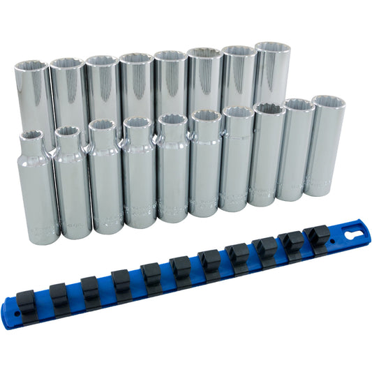 Socket Set - Deep, Metric, 1/2" Drive, 6 Pieces, 18 Pieces