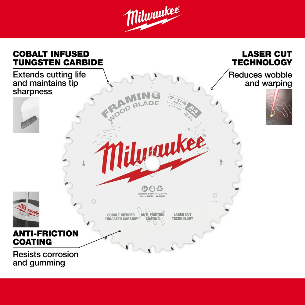 Framing Circular Saw Blade 7-1/4in 24T 25-Pack