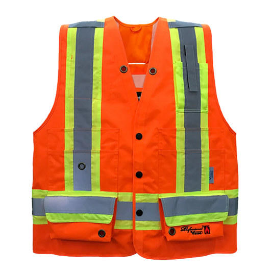 Viking Professional® Journeyman 300D Trilobal Rip-stop Flame Resistant Surveyor Vest, Orange, Polyester, L