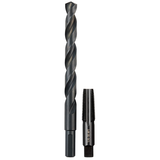 1/4"-18 Npt Straight Flute Plug Tap & 7/16" Drill Bit