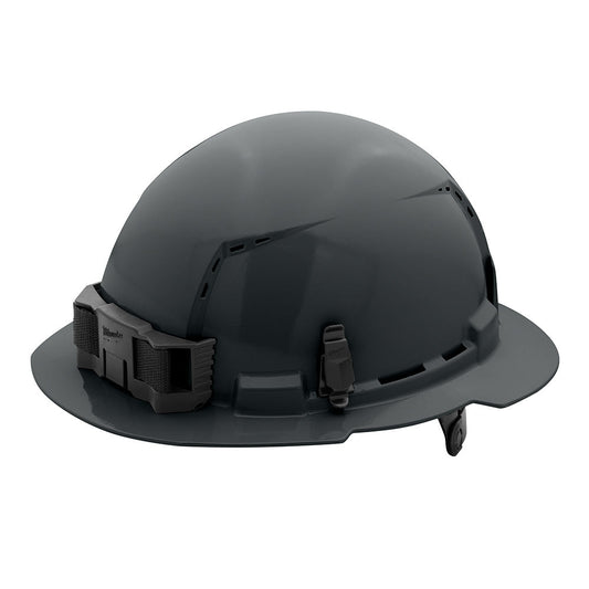 Gray Full Brim Vented Hard Hat White/6pt Ratcheting Suspension - Type 1, Class c, 5/PK