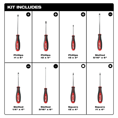 8Pc Screwdriver Kit With Square