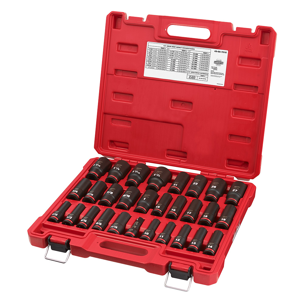 29PC SHOCKWAVE™ Impact Duty 1/2" Drive SAE & Metric Deep 6 Point Socket Set