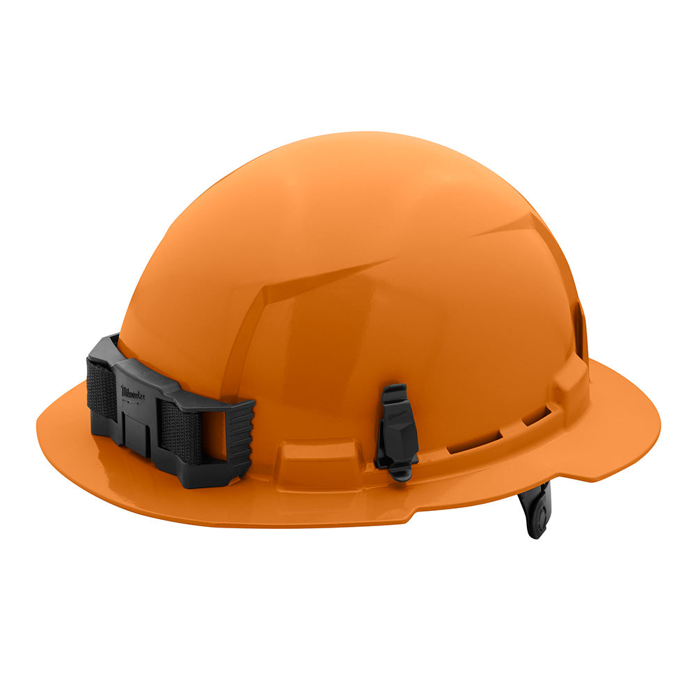 Orange Full Brim Hard Hat White/6pt Ratcheting Suspension - Type 1, Class e, 5/PK