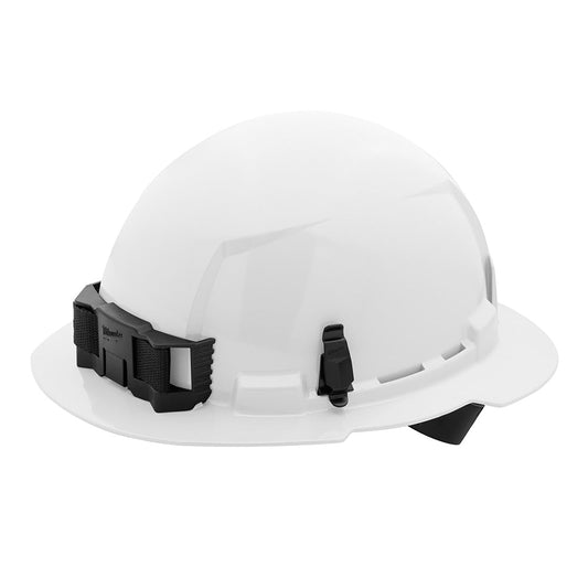White Full Brim Hard Hat White/4pt Ratcheting Suspension - Type 1, Class e, 5/PK