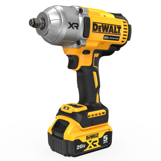 DEWALT 20V MAX* XR 1/2 In. High Torque Impact Wrench with Hog Ring Anvil Kit with (2) 5.0 Ah Batteries & Charger Kit
