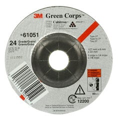 3M™ Green Corps™ Depressed Centre Wheel, green, 5 in x 1/4 in x 7/8 in, grade 24