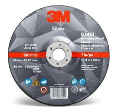 Meule à moyeu déporté argentée 3M™, 87451, T27, 7 po x 1/4 po x 7/8 po (177,8 mm x 6,35 mm x 22,23 mm)