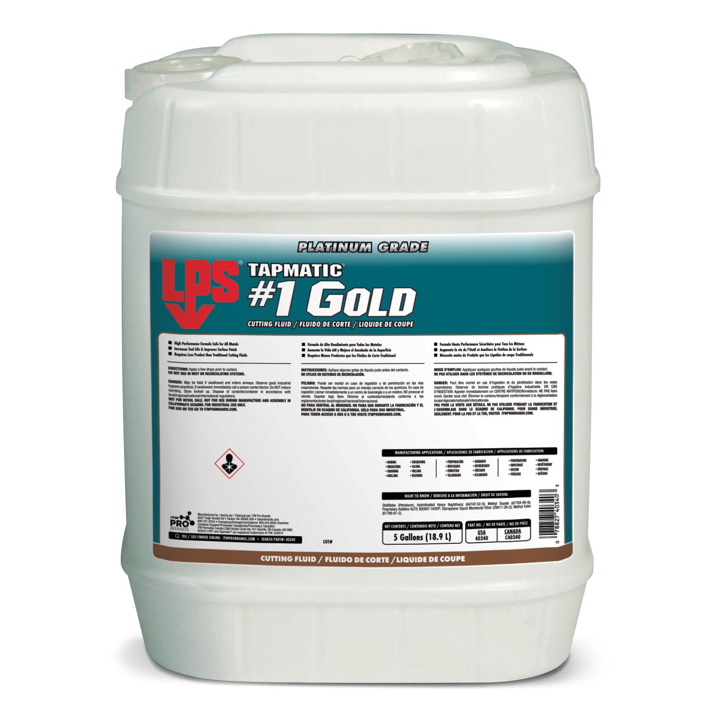 Tapmatic® #1 Gold Cutting Fluid, 5 Gal, Pail