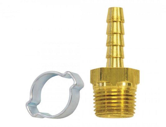 1/4 I.D. Hose Repair Kit with Brass Hose Barb Adapter and a Steel 2-Ear Hose Clamp