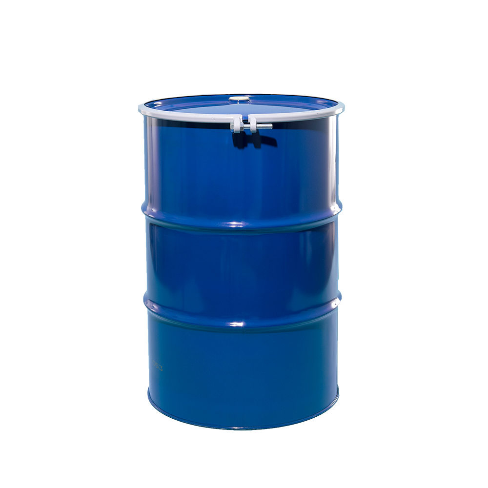 Open Head Lined Drum, Blue, Steel, 55 Gal