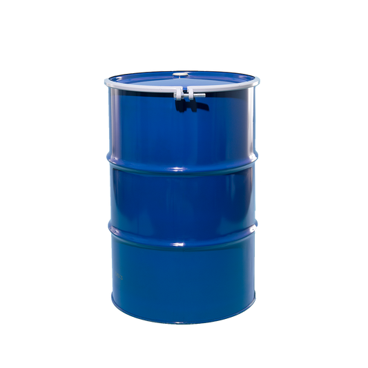 Open Head Lined Drum, Blue, Steel, 55 Gal