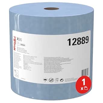 WypAll® PowerClean™ X90 Ultra Duty Cloths (12889), Jumbo Roll, Extended Use Towels, Blue (450 Sheets/Roll, 1 Rolls/Case, 450 Sheets/Case)