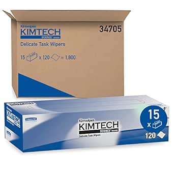 Kimtech™ Science Kimwipes Delicate Task Wipers (34705), White, 2-Ply, 15 Pop-Up Boxes / Case, 120 Sheets / Box, 1,800 Sheets / Case