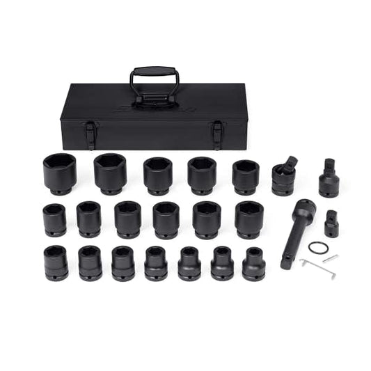 25 Piece Shallow Impact Socket Set, 3/4 Inch Drive, 6 Point (Metric, Steel Case)